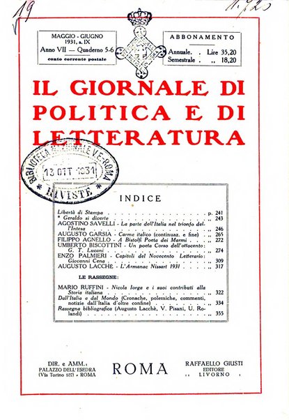 Il giornale di politica e di letteratura