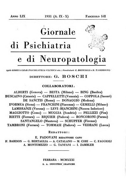 Giornale di psichiatria e di neuropatologia