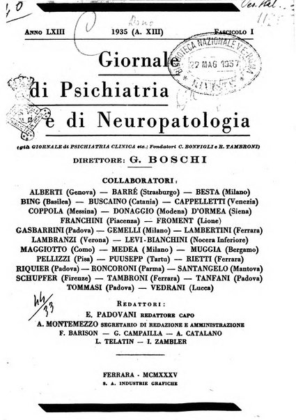 Giornale di psichiatria e di neuropatologia