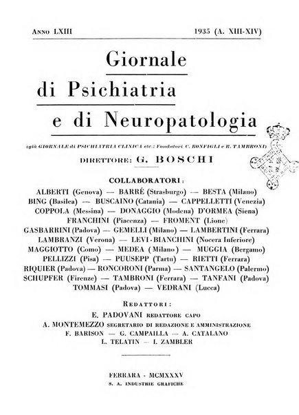 Giornale di psichiatria e di neuropatologia