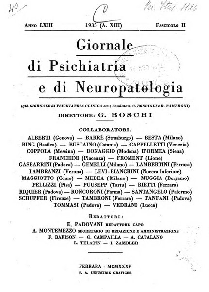 Giornale di psichiatria e di neuropatologia