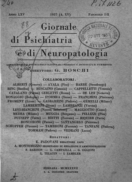 Giornale di psichiatria e di neuropatologia