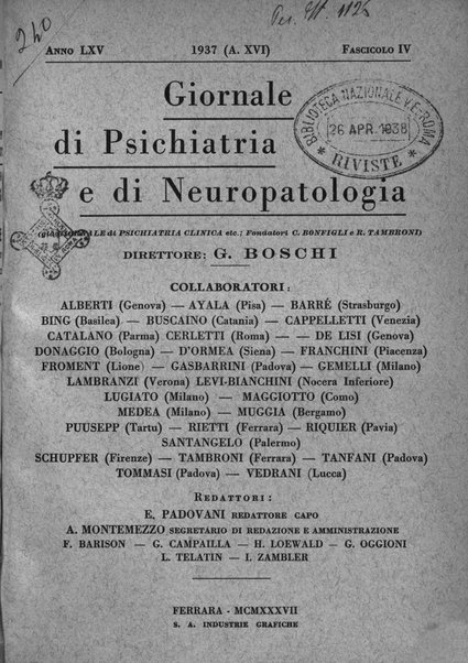 Giornale di psichiatria e di neuropatologia