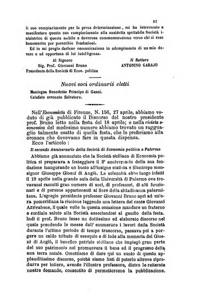 Giornale ed atti della Società siciliana di economia politica