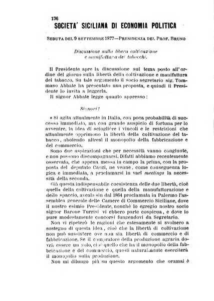 Giornale ed atti della Società siciliana di economia politica