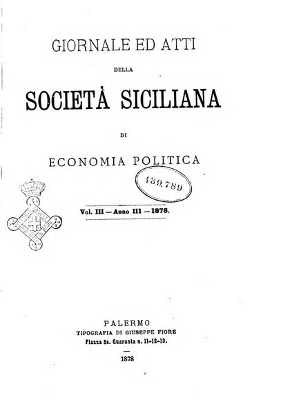 Giornale ed atti della Società siciliana di economia politica