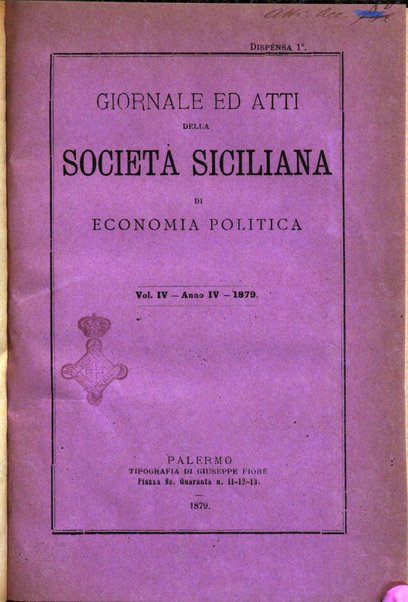 Giornale ed atti della Società siciliana di economia politica