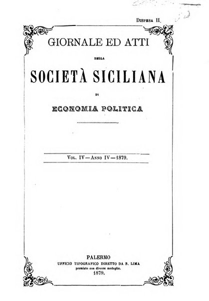 Giornale ed atti della Società siciliana di economia politica