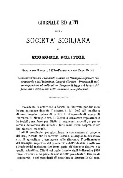 Giornale ed atti della Società siciliana di economia politica