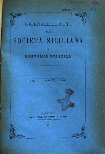 Giornale ed atti della Società siciliana di economia politica