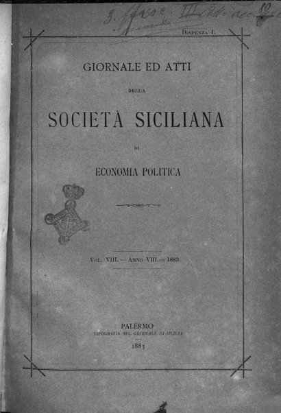 Giornale ed atti della Società siciliana di economia politica