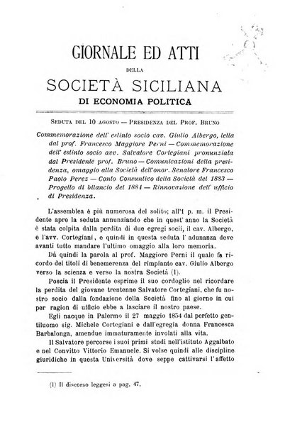 Giornale ed atti della Società siciliana di economia politica