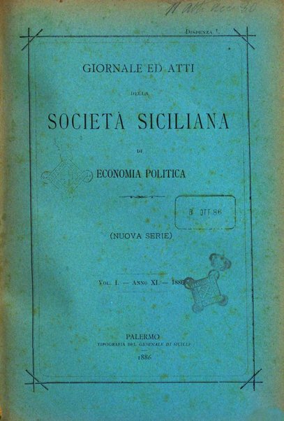 Giornale ed atti della Società siciliana di economia politica