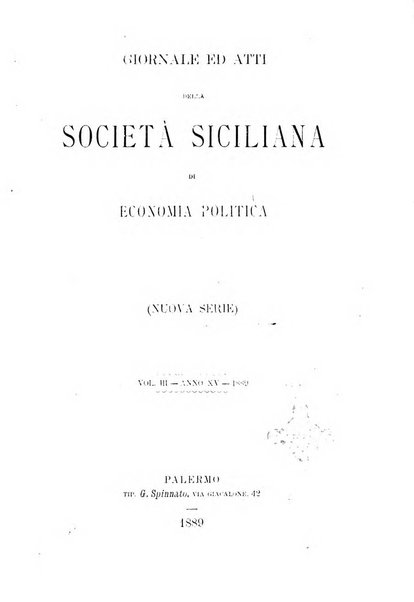 Giornale ed atti della Società siciliana di economia politica