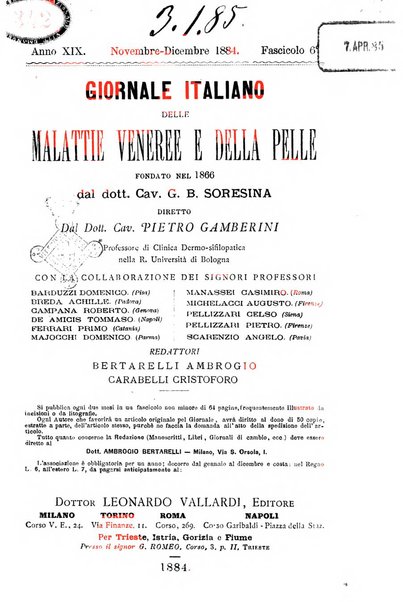 Giornale italiano delle malattie veneree e della pelle