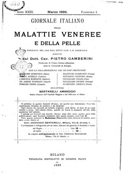 Giornale italiano delle malattie veneree e della pelle