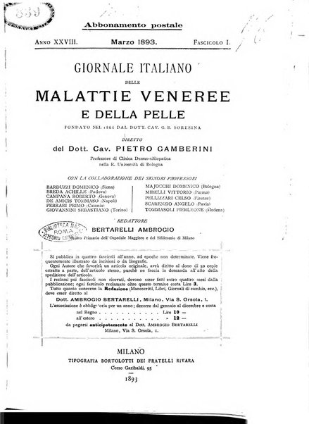 Giornale italiano delle malattie veneree e della pelle