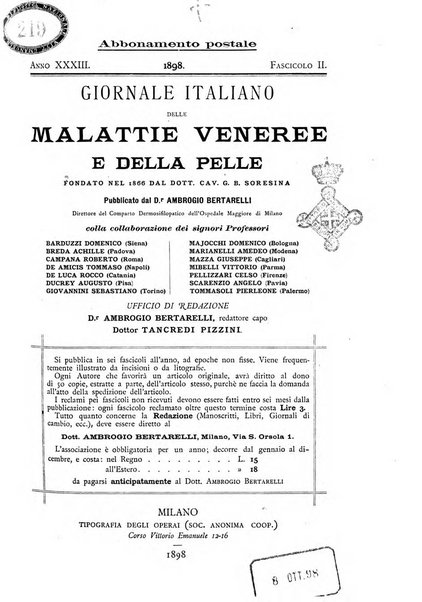 Giornale italiano delle malattie veneree e della pelle