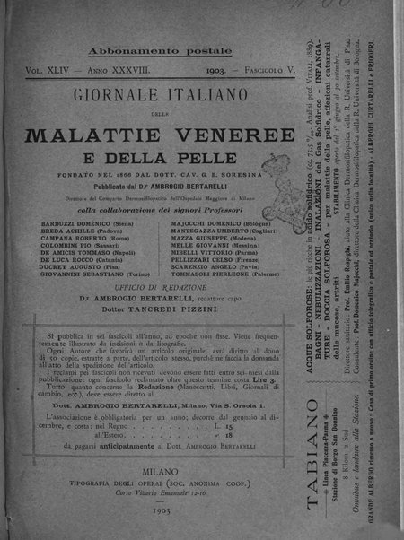 Giornale italiano delle malattie veneree e della pelle