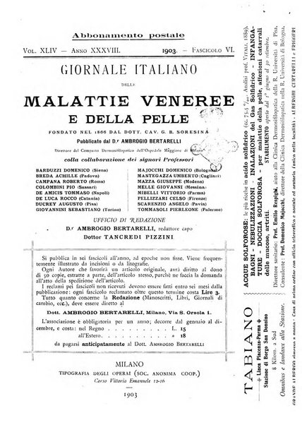 Giornale italiano delle malattie veneree e della pelle