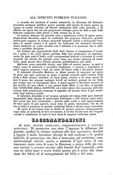 Il giornale letterario scientifico modenese raccolta periodica di produzioni scelte originali italiane e straniere inedite in Italia