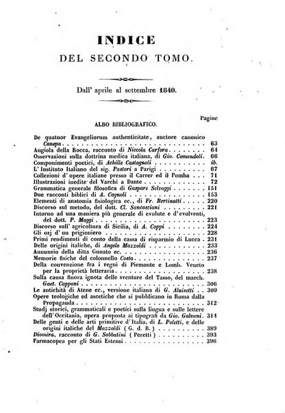 Il giornale letterario scientifico modenese raccolta periodica di produzioni scelte originali italiane e straniere inedite in Italia