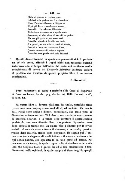 Il giornale letterario scientifico modenese raccolta periodica di produzioni scelte originali italiane e straniere inedite in Italia