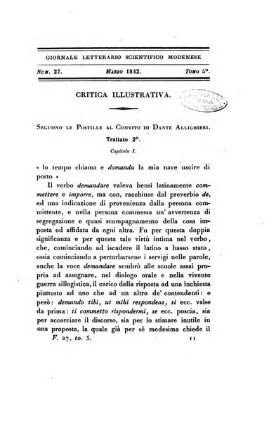 Il giornale letterario scientifico modenese raccolta periodica di produzioni scelte originali italiane e straniere inedite in Italia