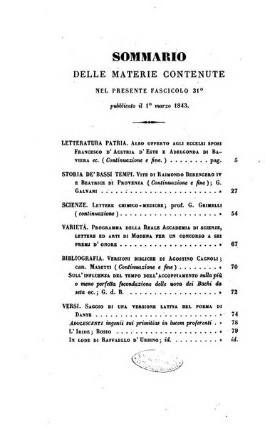 Il giornale letterario scientifico modenese raccolta periodica di produzioni scelte originali italiane e straniere inedite in Italia