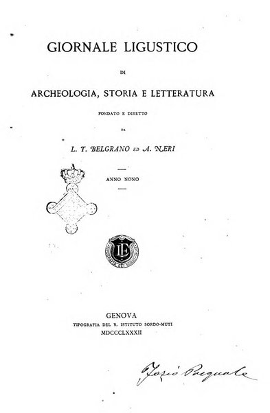 Giornale ligustico di archeologia, storia e letteratura