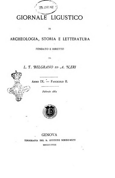 Giornale ligustico di archeologia, storia e letteratura