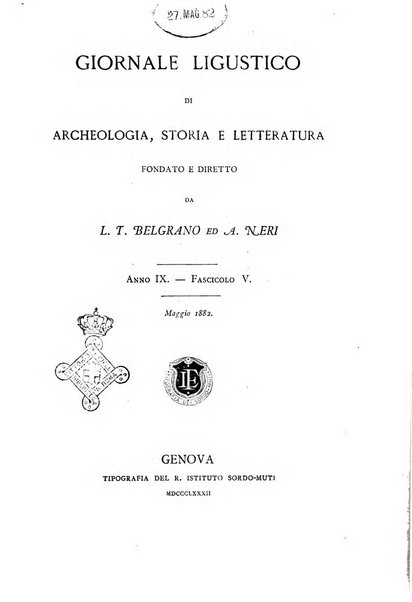 Giornale ligustico di archeologia, storia e letteratura