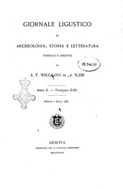 Giornale ligustico di archeologia, storia e letteratura