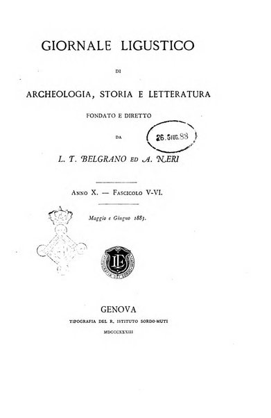 Giornale ligustico di archeologia, storia e letteratura