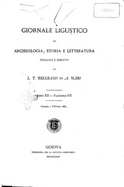 Giornale ligustico di archeologia, storia e letteratura