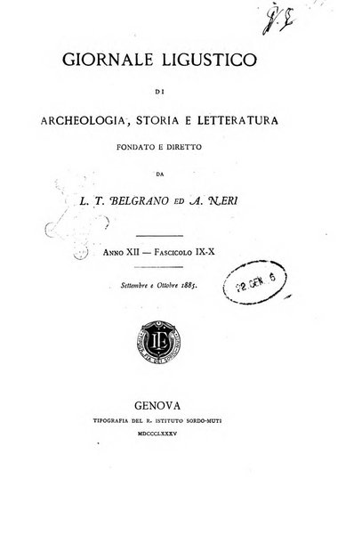 Giornale ligustico di archeologia, storia e letteratura