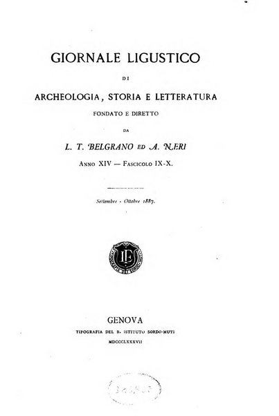 Giornale ligustico di archeologia, storia e letteratura