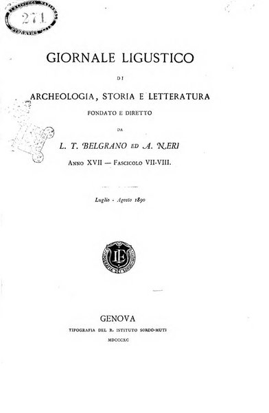 Giornale ligustico di archeologia, storia e letteratura