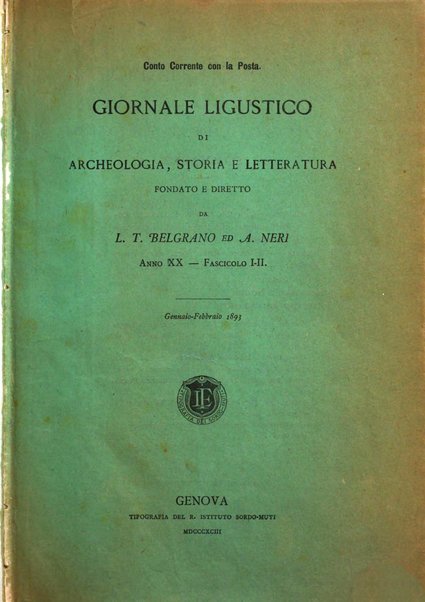 Giornale ligustico di archeologia, storia e letteratura