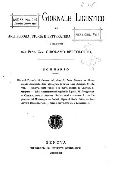 Giornale ligustico di archeologia, storia e letteratura