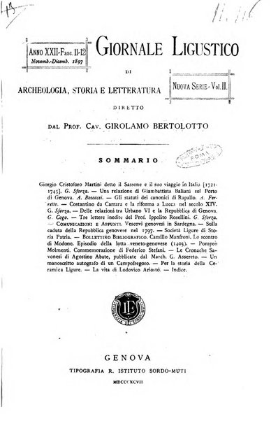 Giornale ligustico di archeologia, storia e letteratura