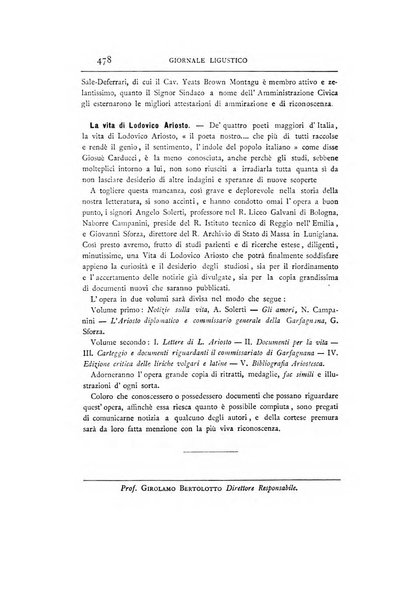 Giornale ligustico di archeologia, storia e letteratura