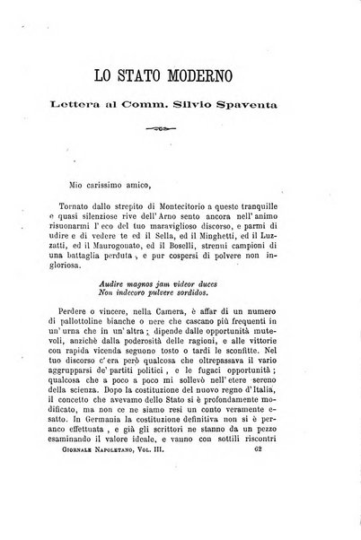 Giornale napoletano di filosofia e lettere, scienze morali e politiche