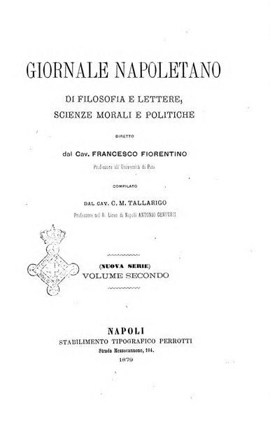 Giornale napoletano di filosofia e lettere, scienze morali e politiche