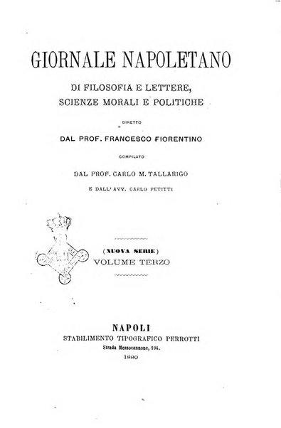 Giornale napoletano di filosofia e lettere, scienze morali e politiche