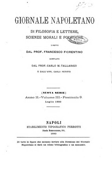 Giornale napoletano di filosofia e lettere, scienze morali e politiche