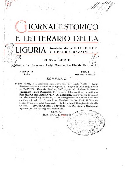 Giornale storico e letterario della Liguria