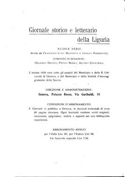 Giornale storico e letterario della Liguria