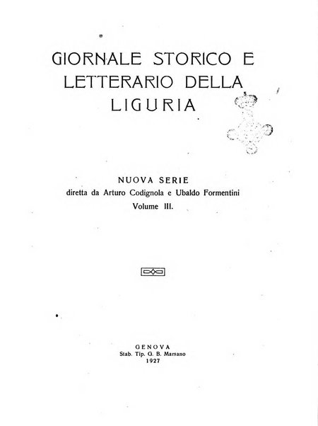 Giornale storico e letterario della Liguria