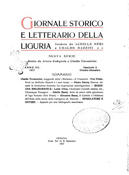 Giornale storico e letterario della Liguria